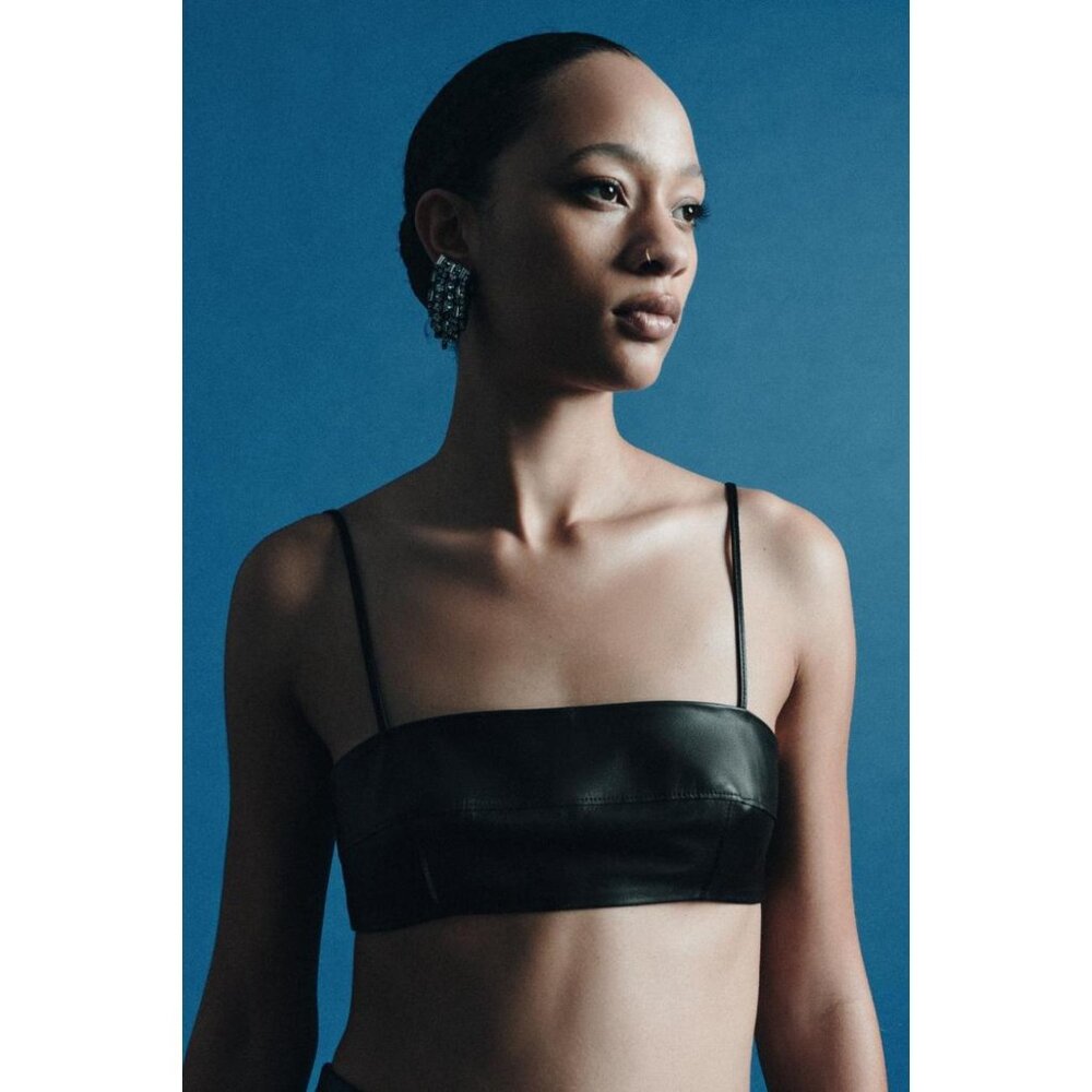 ZARA 100% LEATHER BANDEAU TOP ZW COLLECTION LIMITED EDITION